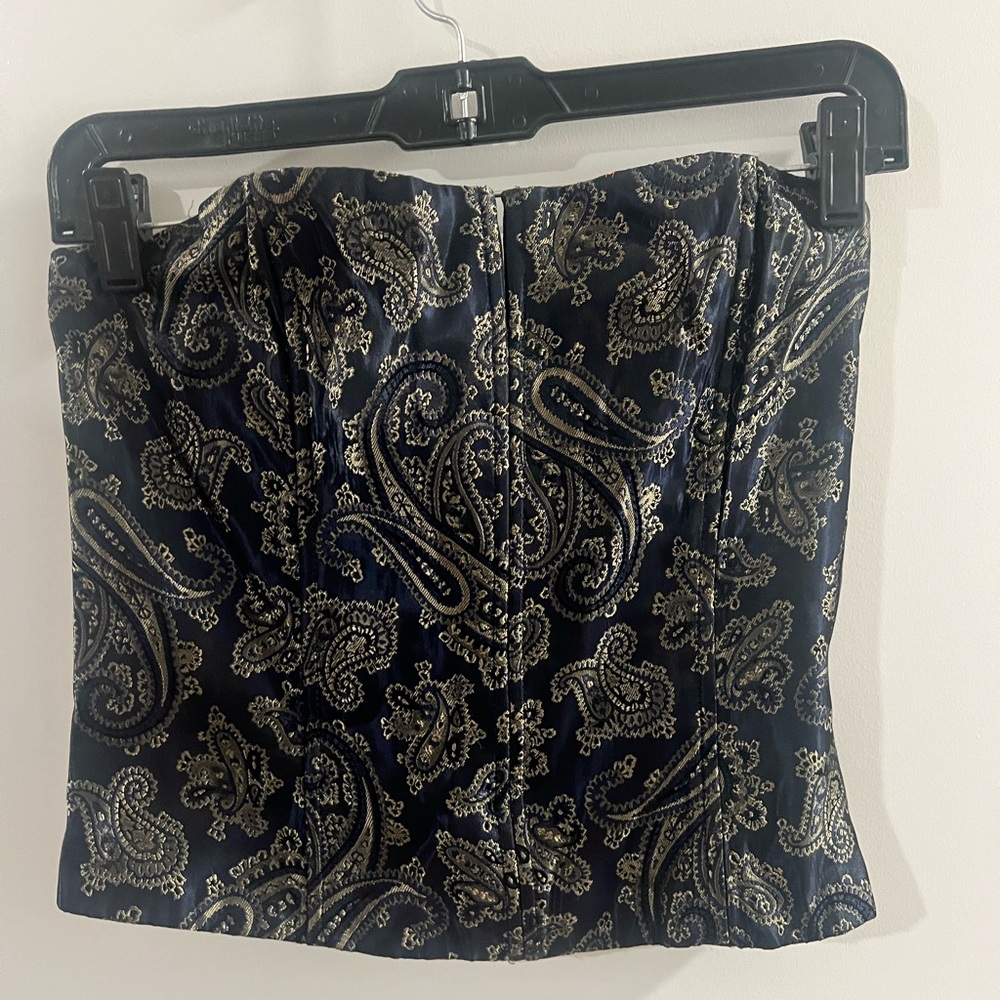 Vintage Navy Paisley corset top